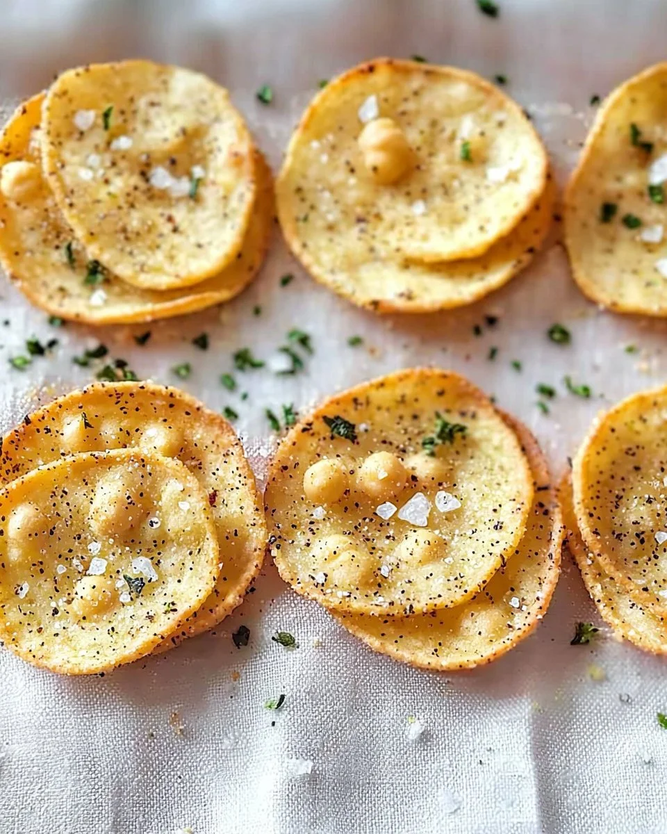 Healthy baked chickpea chips in a bowl with seasonings.