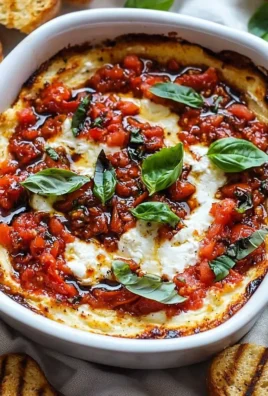 Baked goat cheese bruschetta dip served with crispy bread