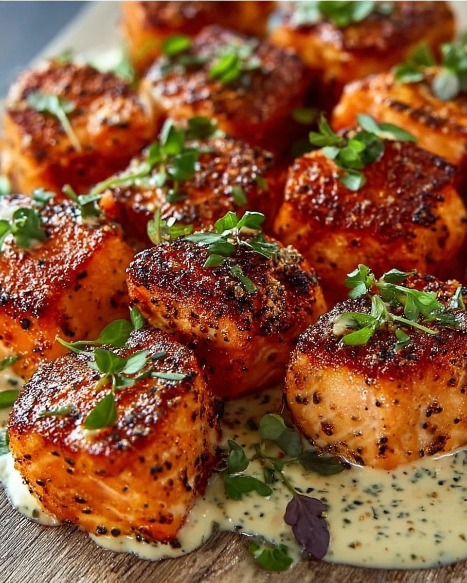 Delicious Bang Bang Salmon Bites served in a bowl