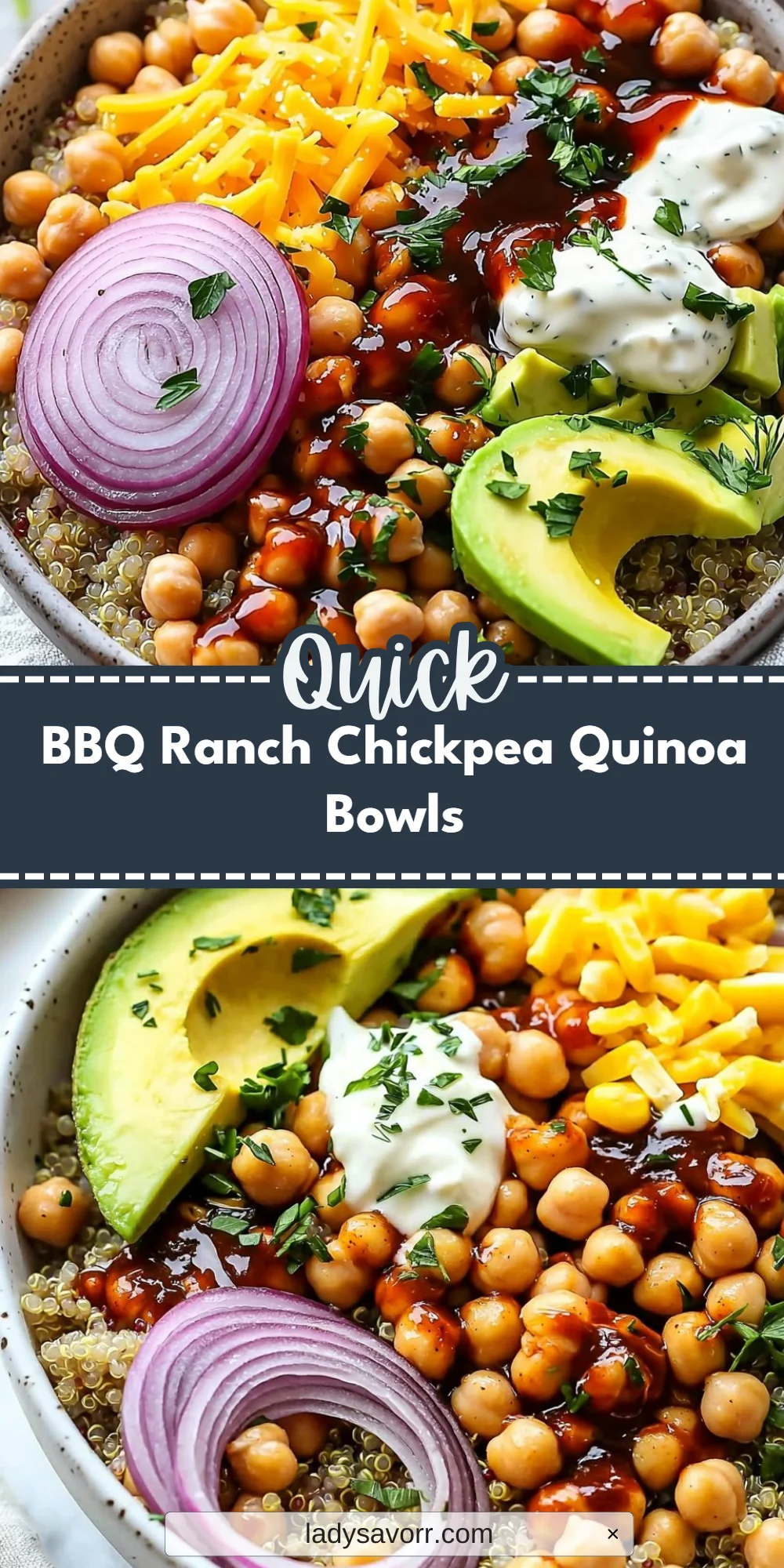 BBQ Ranch Chickpea Quinoa Bowls