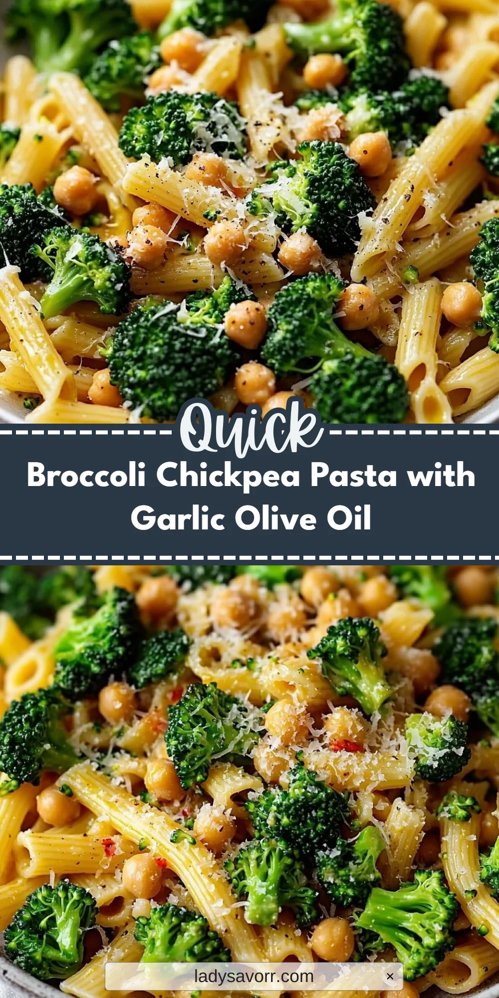 Broccoli Chickpea Pasta with Garlic Olive Oil