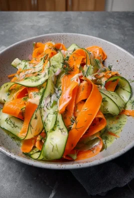Close-up of a colorful Carrot Cucumber Ribbon Salad with vibrant veggies.