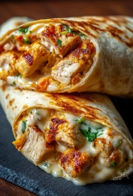 Delicious cheesy chicken garlic wraps with fresh ingredients