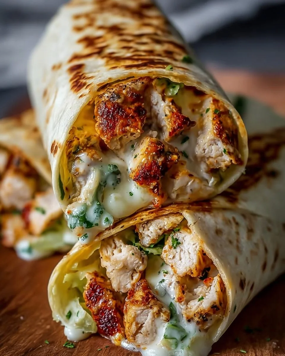 Cheesy Garlic Chicken Wraps