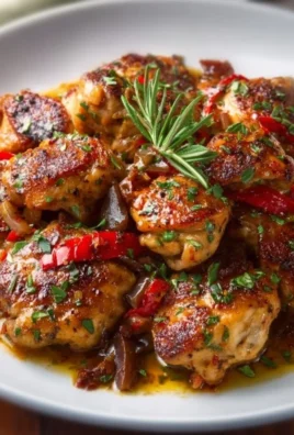 Delicious Chicken Scarpariello served with bell peppers and spices.