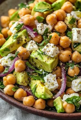 Chickpea Feta Avocado Salad in a bowl with fresh vegetables