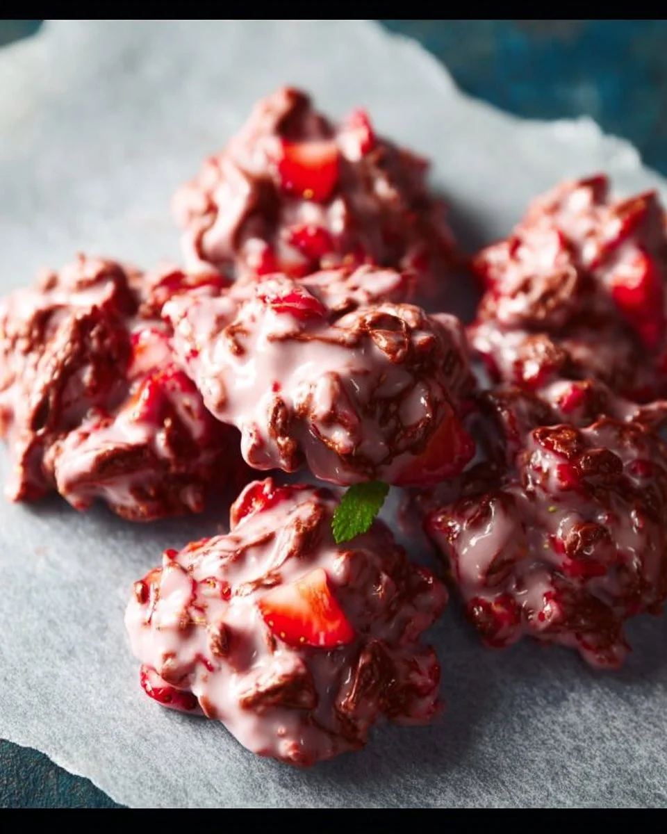 Delicious Chocolate Strawberry Yogurt Clusters ready to eat