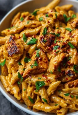 Creamy Butter Chicken Pasta served in a bowl with herbs and spices
