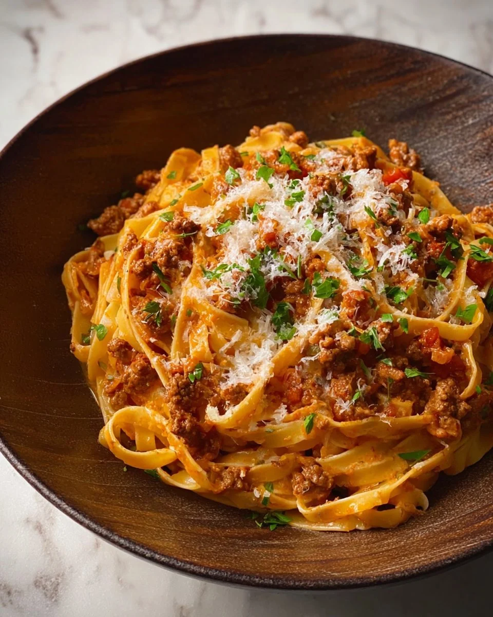 Creamy Fettuccine Bolognese