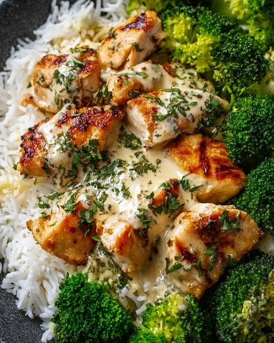 Creamy Garlic Chicken Rice Bowls