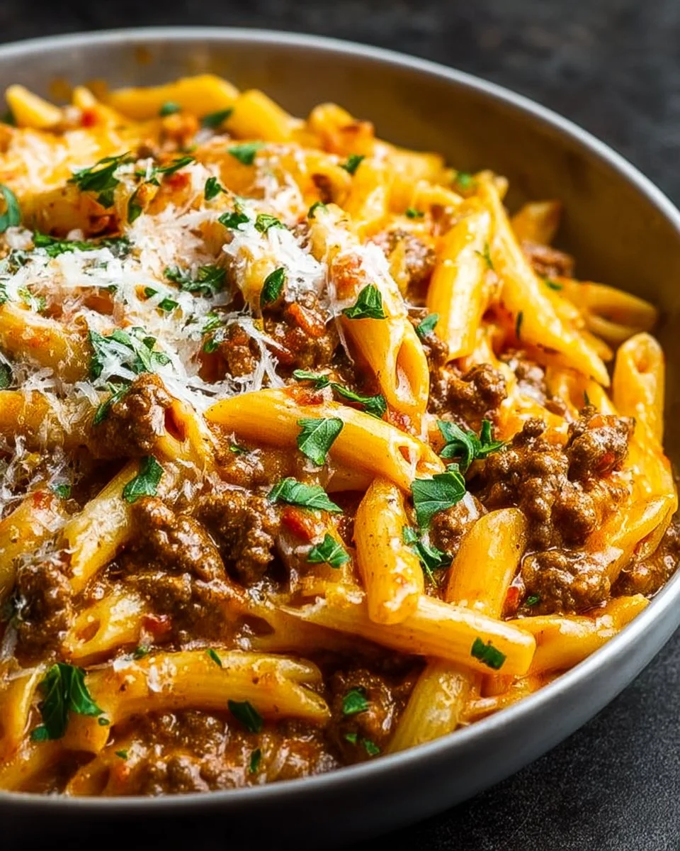 Creamy High Protein Beef Pasta
