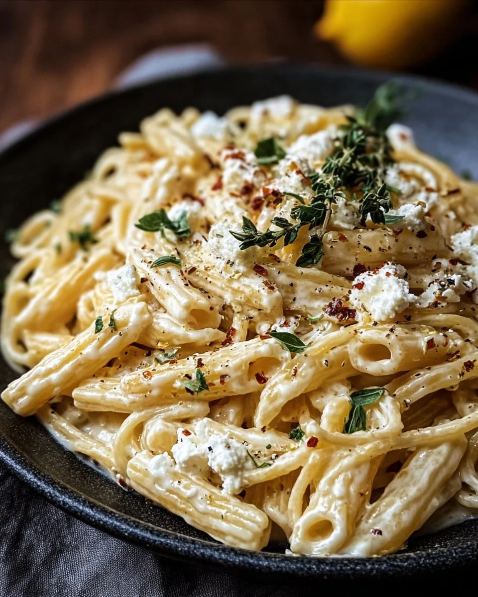 Creamy Lemon Feta Pasta Recipe