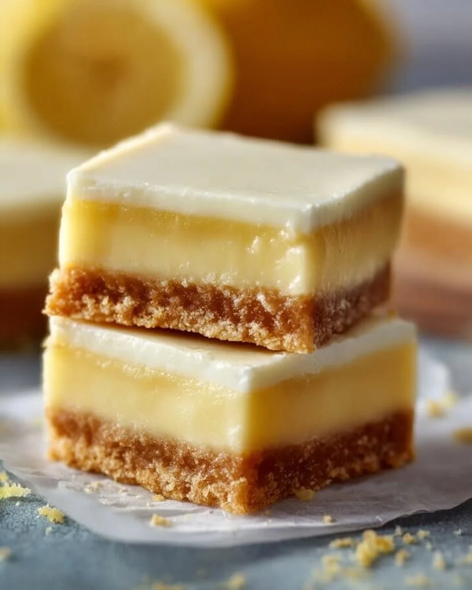 Delicious creamy lemon squares served on a decorative plate