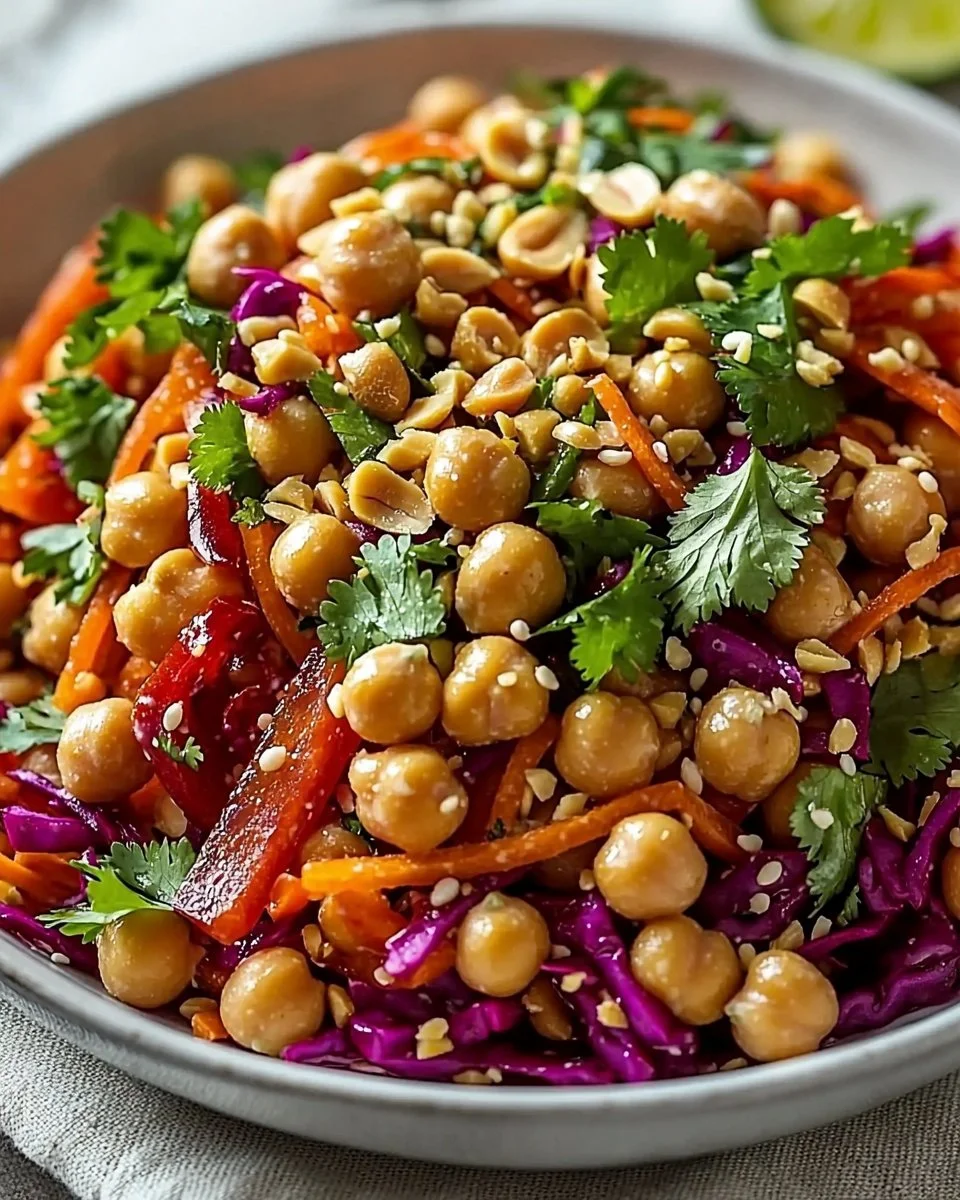 Crunchy Thai Chickpea Salad with vibrant vegetables and dressing