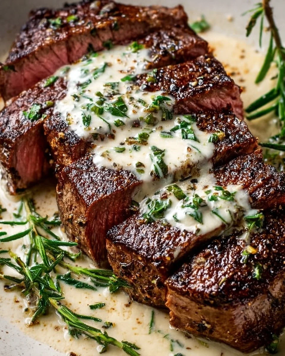 Garlic Butter Steak With Parmesan Cream Sauce