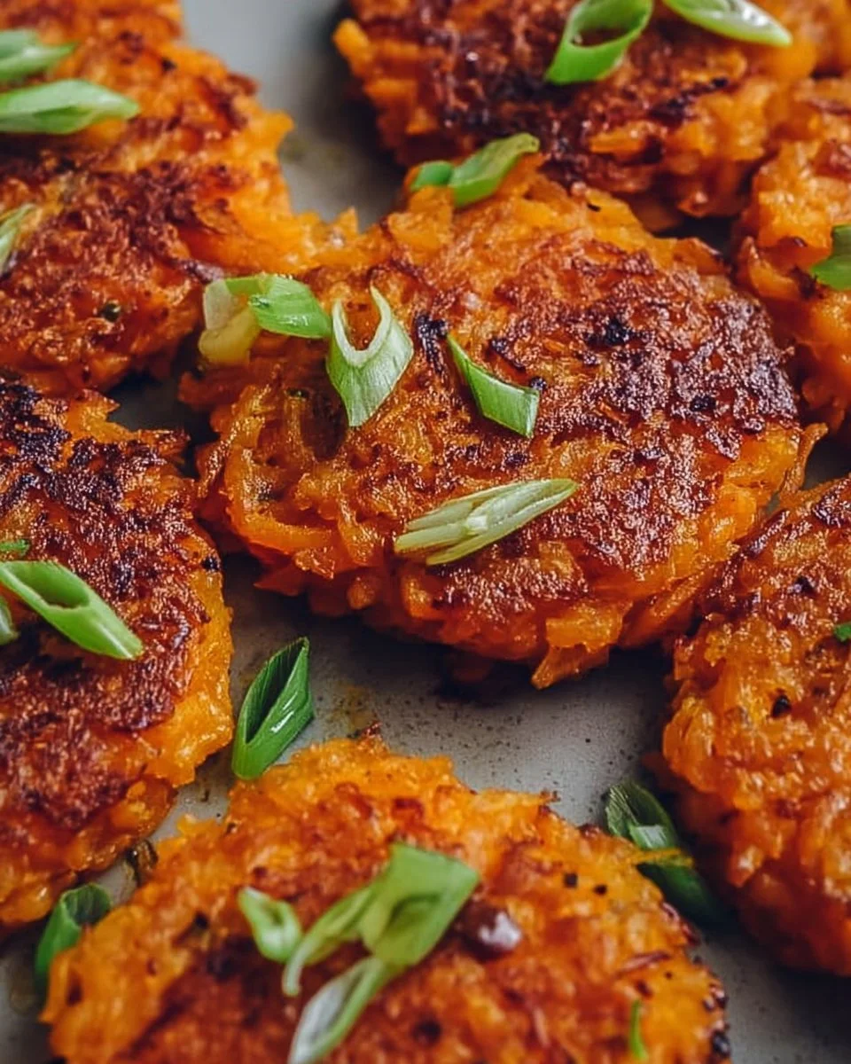 Healthy sweet potato hash browns served on a plate with herbs