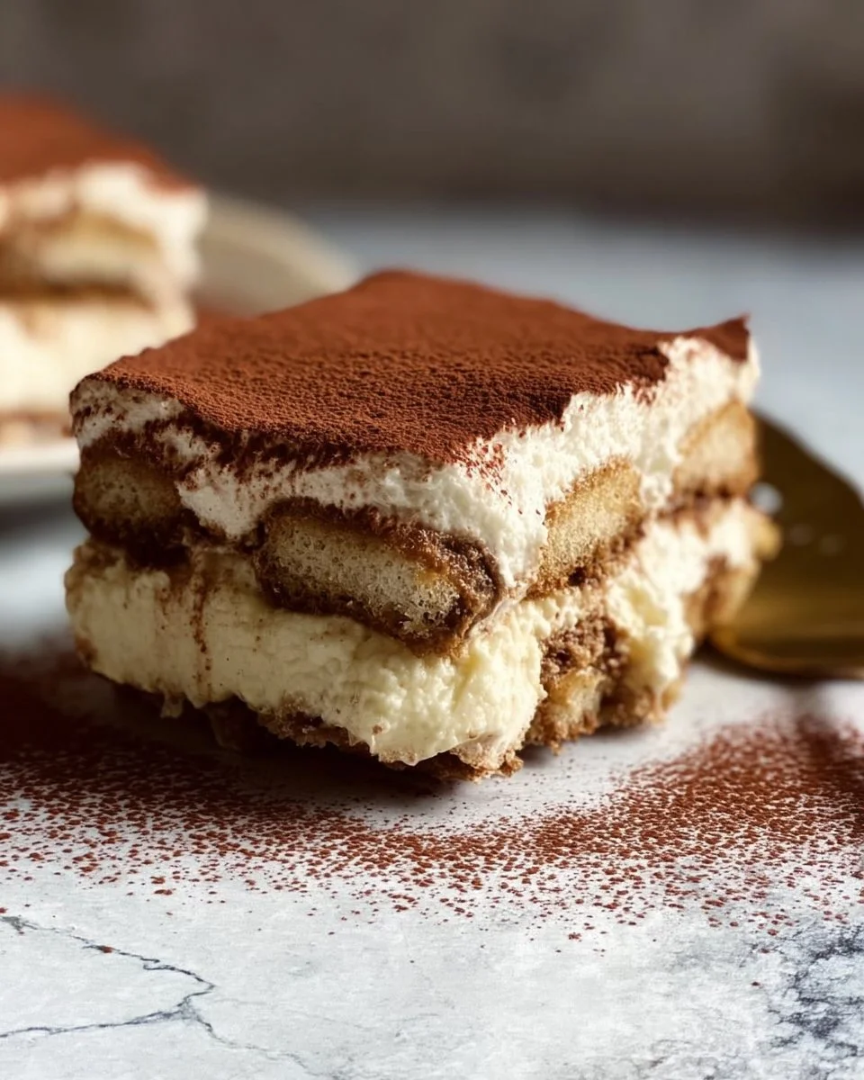 Delicious homemade authentic Italian Tiramisu dessert with coffee and mascarpone