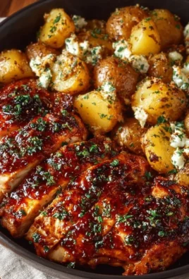 Delicious Honey BBQ Chicken served with Garlic Parmesan Potatoes