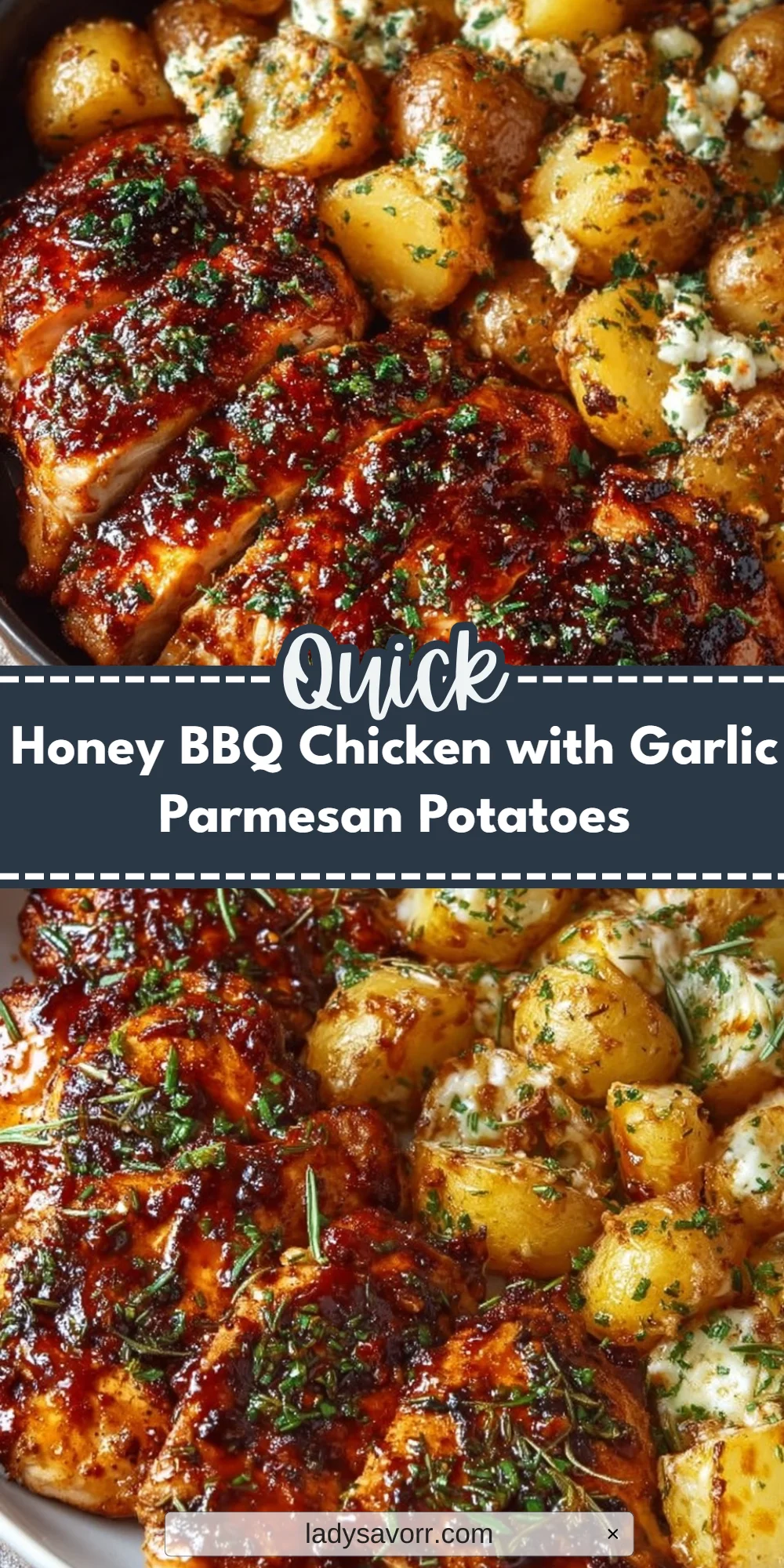 Honey BBQ Chicken with Garlic Parmesan Potatoes