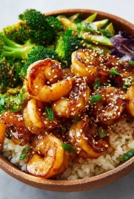 Honey Garlic Shrimp Bowls with colorful vegetables and rice