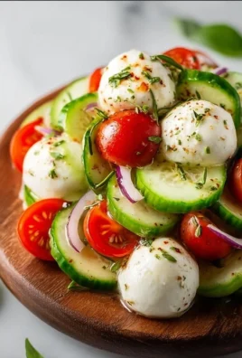 Juicy Cucumber Caprese Salad with fresh tomatoes, mozzarella, and basil