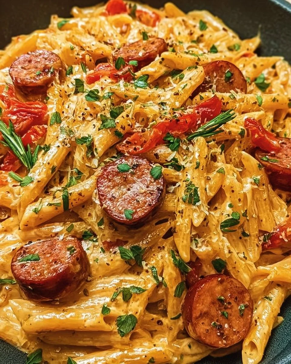 One-Pot Creamy Spicy Cajun Sausage Pasta