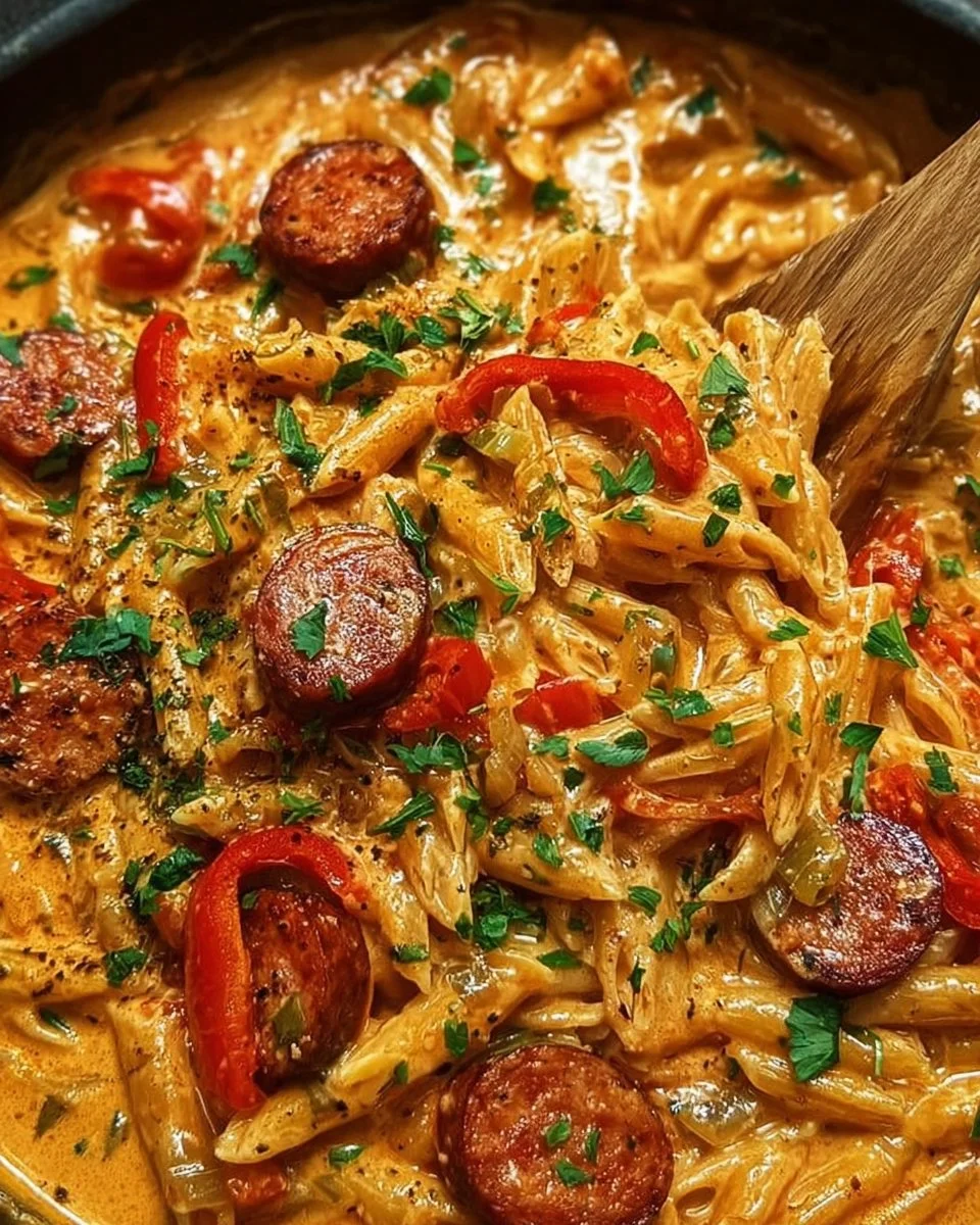 One-Pot Creamy Spicy Cajun Sausage Pasta