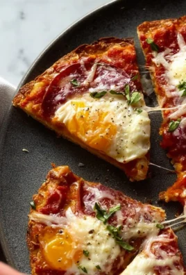 Delicious Pizza Eggs served on a plate with fresh toppings and herbs.