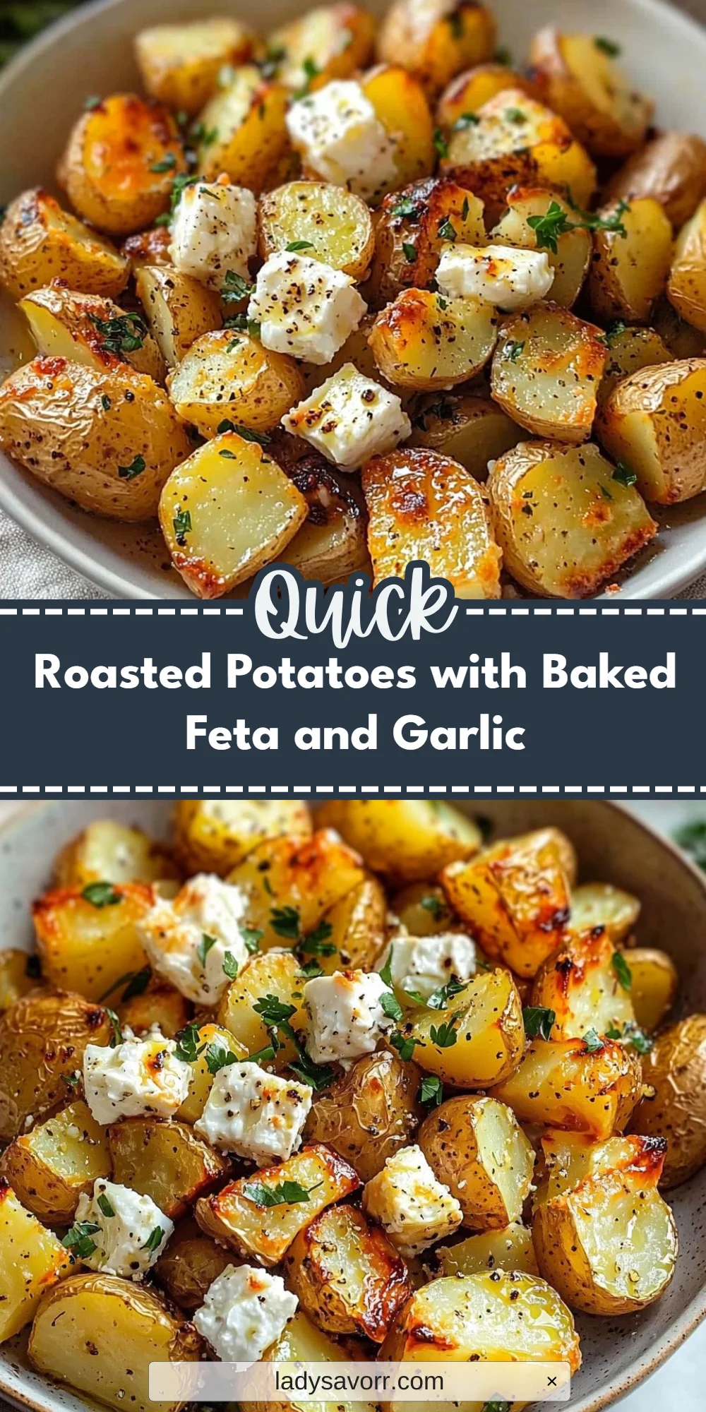 Roasted Potatoes with Baked Feta and Garlic