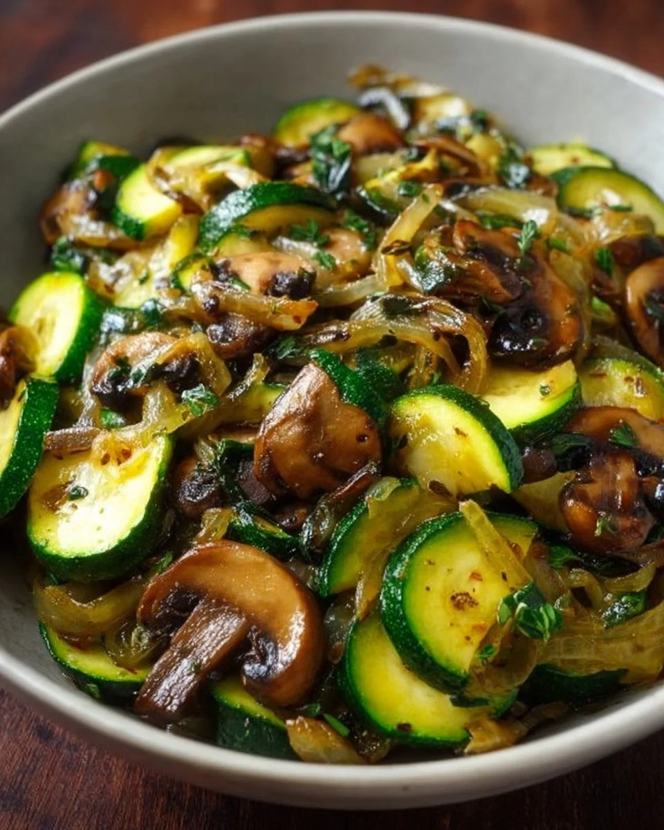 Sautéed zucchini, mushrooms, and onions cooked to perfection.