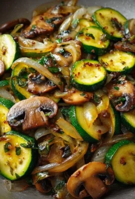 Sautéed zucchini mushrooms and onions in a pan