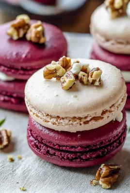 Savory beet macarons in a colorful display