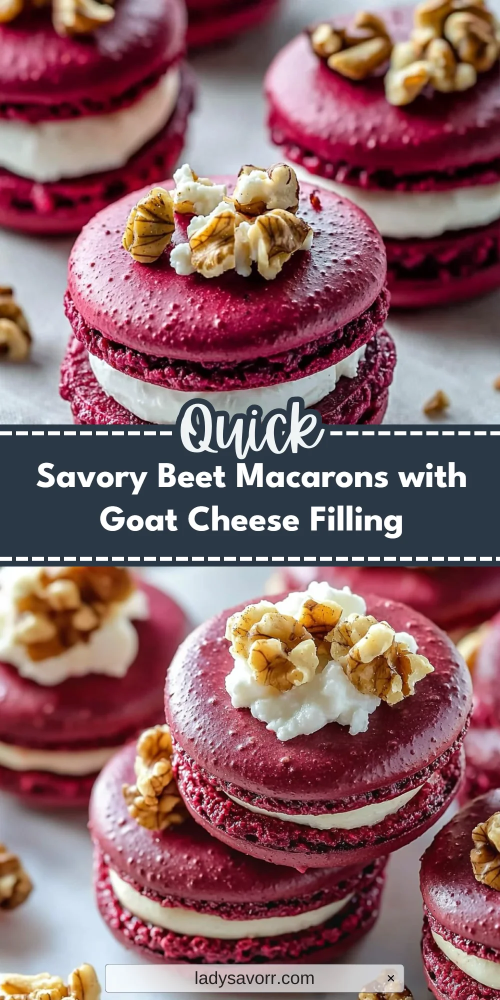 Savory Beet Macarons with Goat Cheese Filling