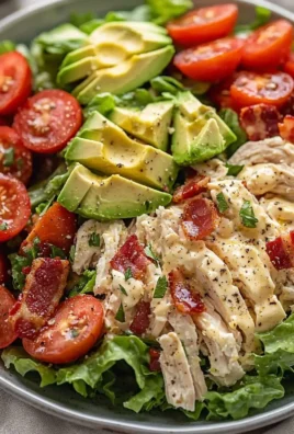 Savory BLT chicken salad with crispy bacon, chicken, and fresh vegetables