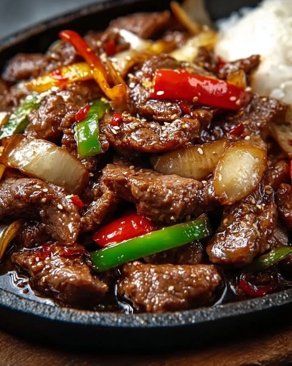 Sizzling Chinese Pepper Steak with Onions