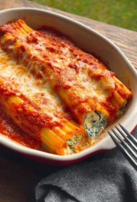 Delicious Spinach and Cheese Manicotti served with marinara sauce