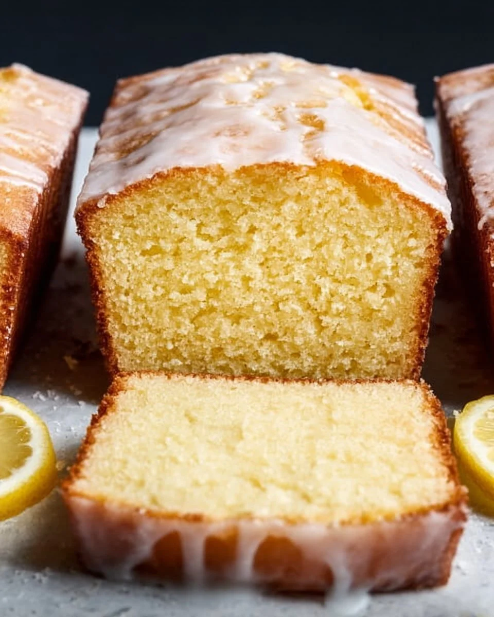 Homemade Starbucks copycat lemon loaf on a plate with lemon slices