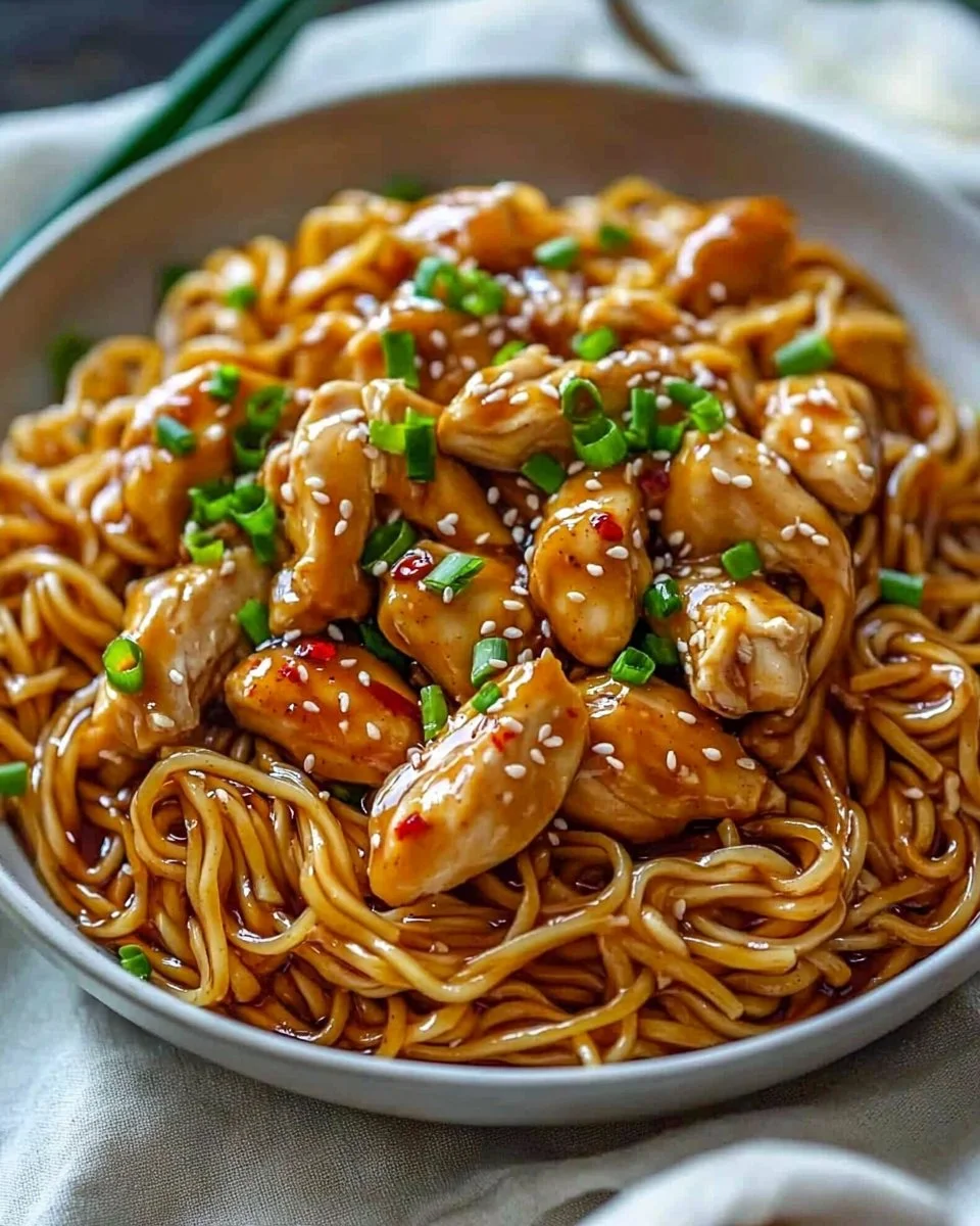 Sticky Garlic Chicken Noodles