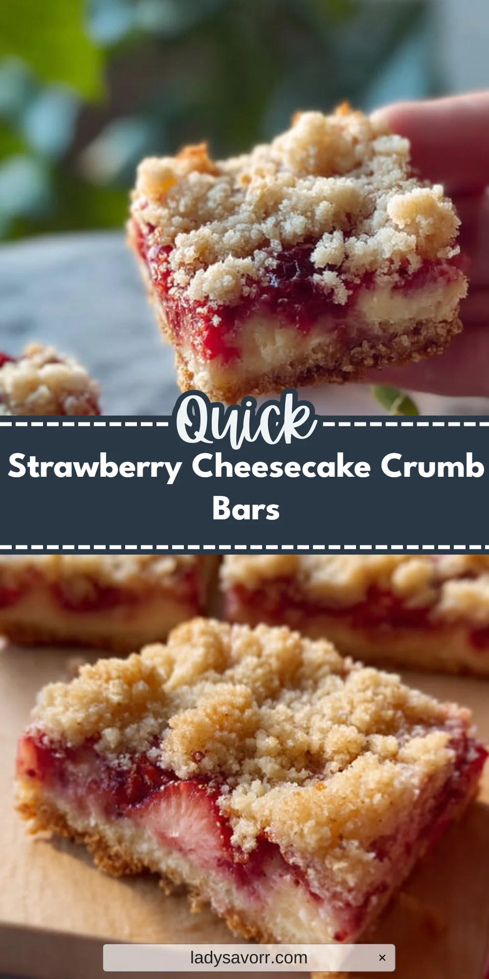 Strawberry Cheesecake Crumb Bars