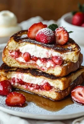 Delicious strawberry cream cheese stuffed French toast served with fresh berries