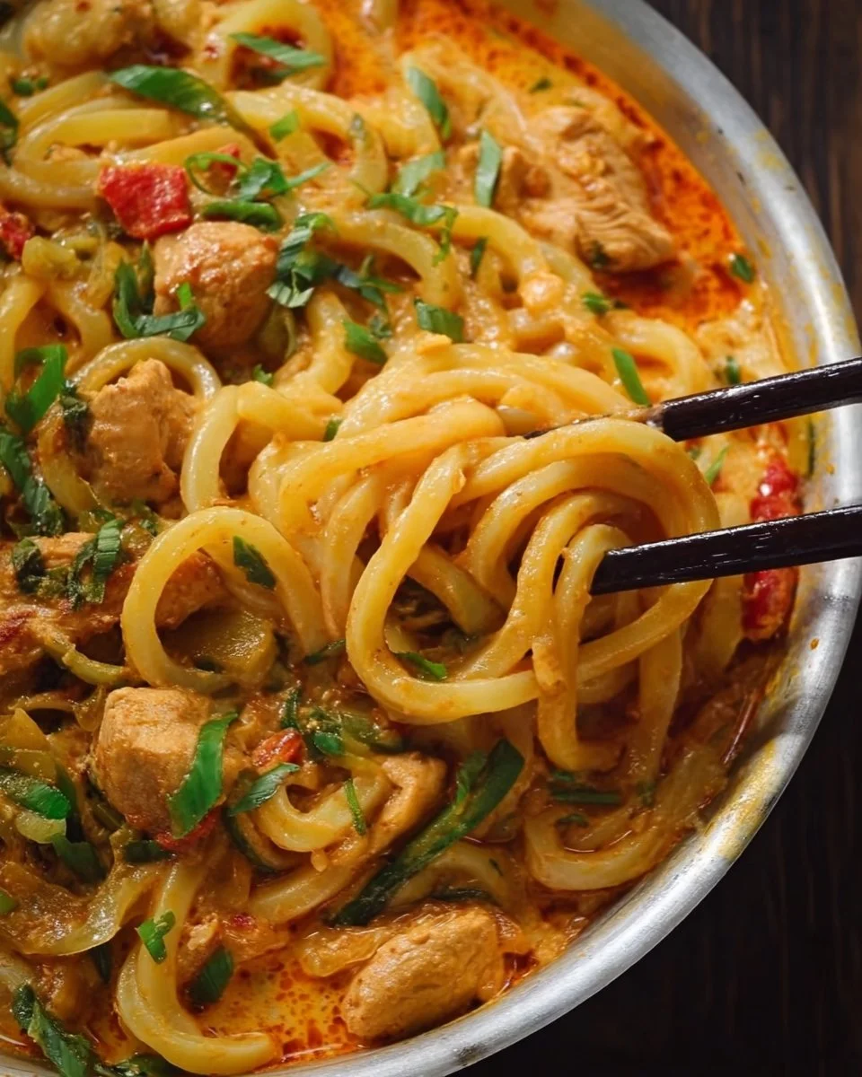 Thai-Inspired Coconut Red Curry Chicken Udon
