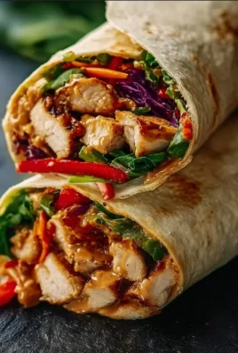 Thai Peanut Chicken Wraps with fresh vegetables and flavorful sauce