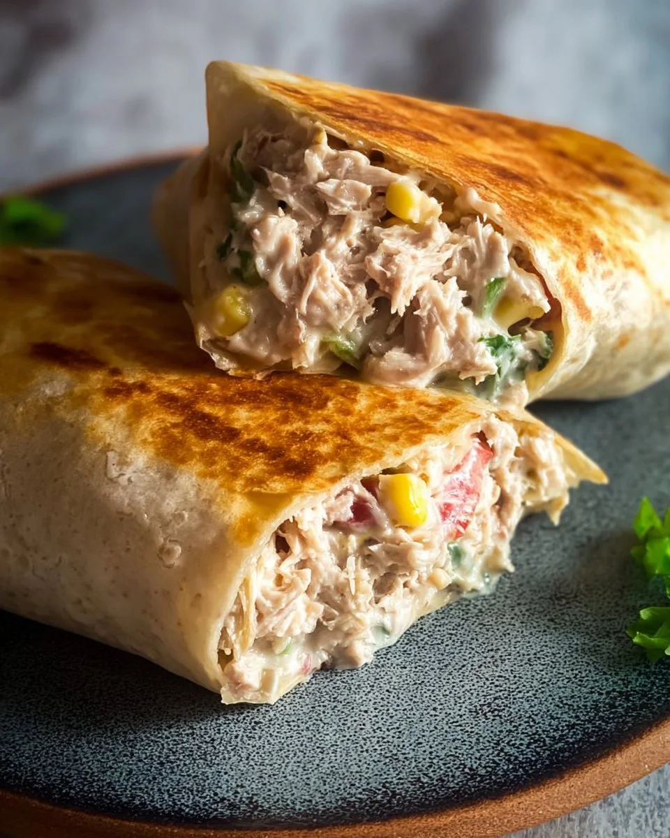Delicious Tuna Melt Wrap with melted cheese and fresh ingredients