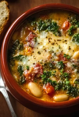 Bowl of delicious Tuscan Soup with vegetables and beans