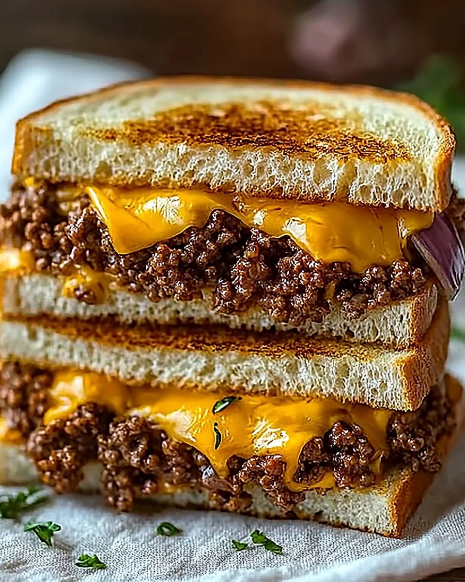 Ultimate cheesy ground beef melt with gooey cheese