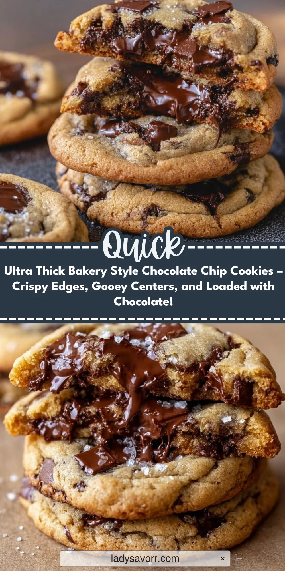 Ultra Thick Bakery Style Chocolate Chip Cookies – Crispy Edges, Gooey Centers, and Loaded with Chocolate!
