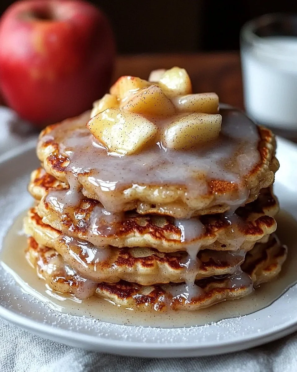 Delicious Apple Fritter Pancakes with apples and cinnamon served on a plate