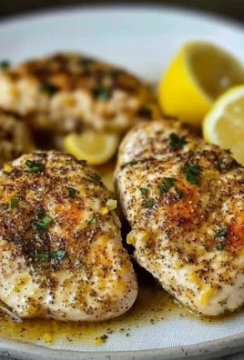 Baked garlic lemon pepper chicken served on a plate with fresh herbs