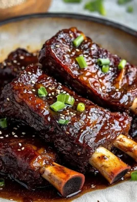 Caramelized Slow Roast Asian Beef Short Rib served with garnishes