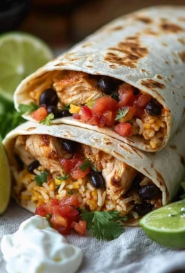 Homemade chicken burrito filled with fresh ingredients.